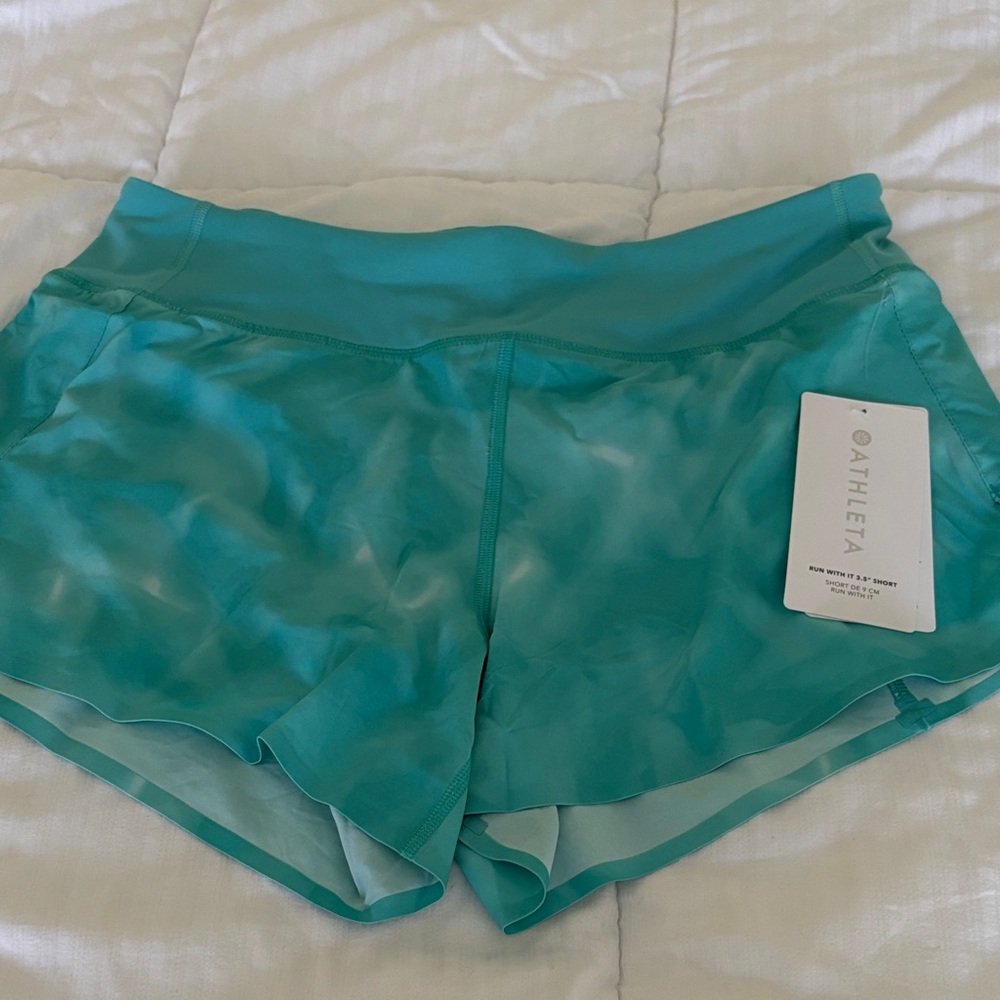 NWOT! Athleta Teal Athletic Running Shorts